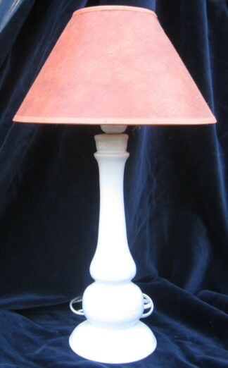 Luminaire Lampe Bougeoir g en faïence blanche + abat-jour 25cm