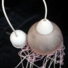Luminaire suspension lustre en verre rose clair déco rétro vintage – Image 2