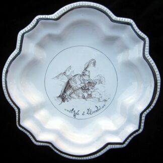 Assiette drageoir en faïence fable de la fontaine l'aigle et l'escarbot