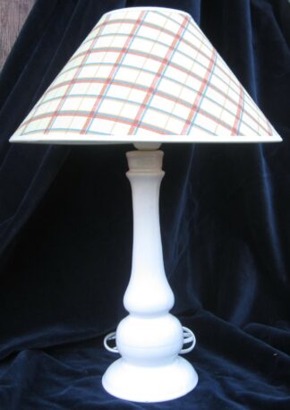 Luminaire Lampe Bougeoir g en faïence blanche + abat-jour 30cm
